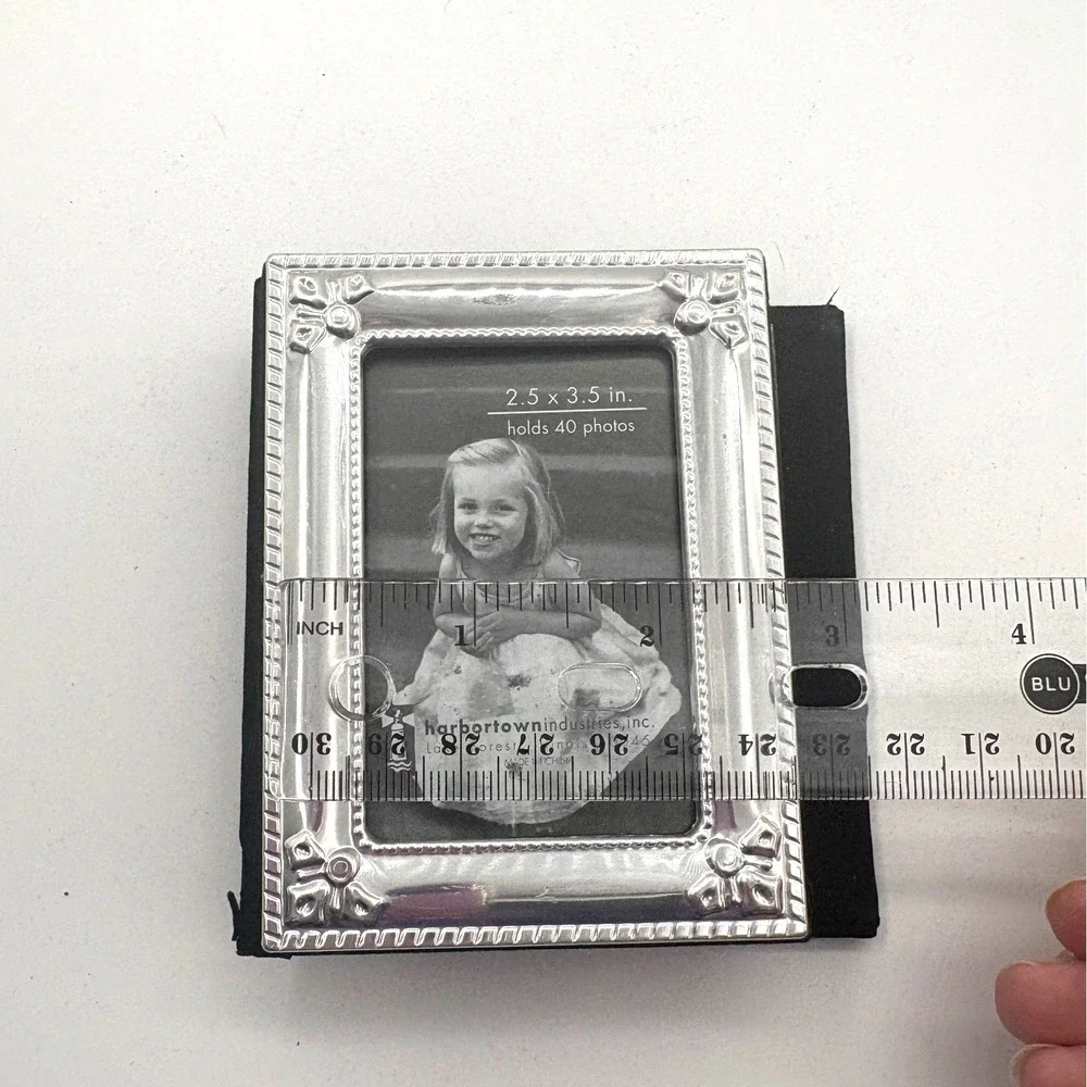 Harbortown Photo Album Mini Book 2.5x3.5 Silver Ornate Beaded Frame Holds 40
